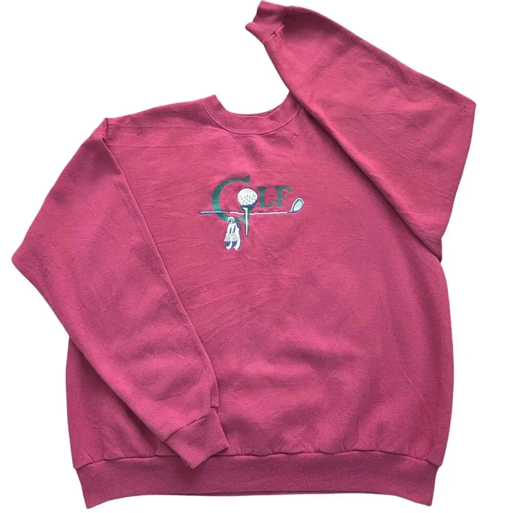 Vintage Golf embroidered maroon crewneck size XL M&C Sportswear Grandpa